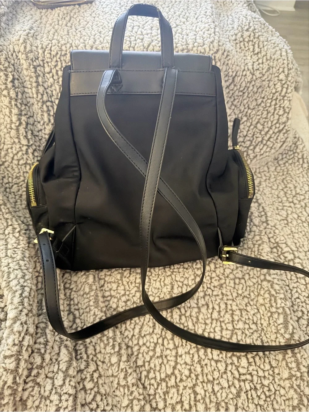 MICHAEL KORS Black Nylon Backpack with Gold-Tone Hardware